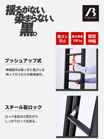 【公式】脚部伸縮２連はしご ブラック 4.5mタイプ